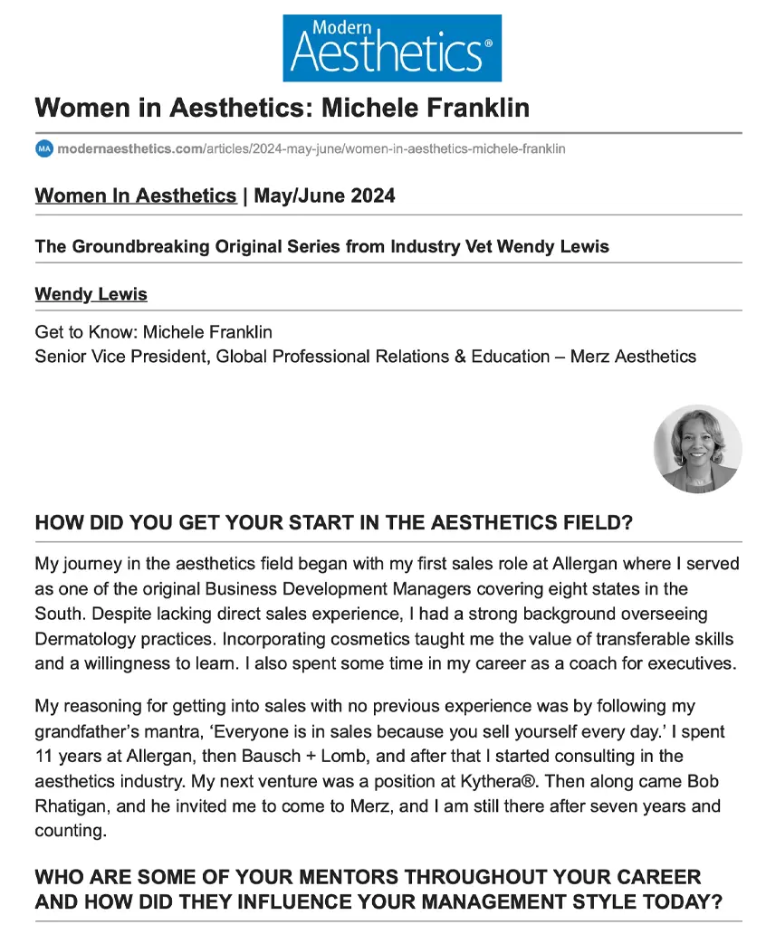 Women in Aesthetics: Michele Franklin